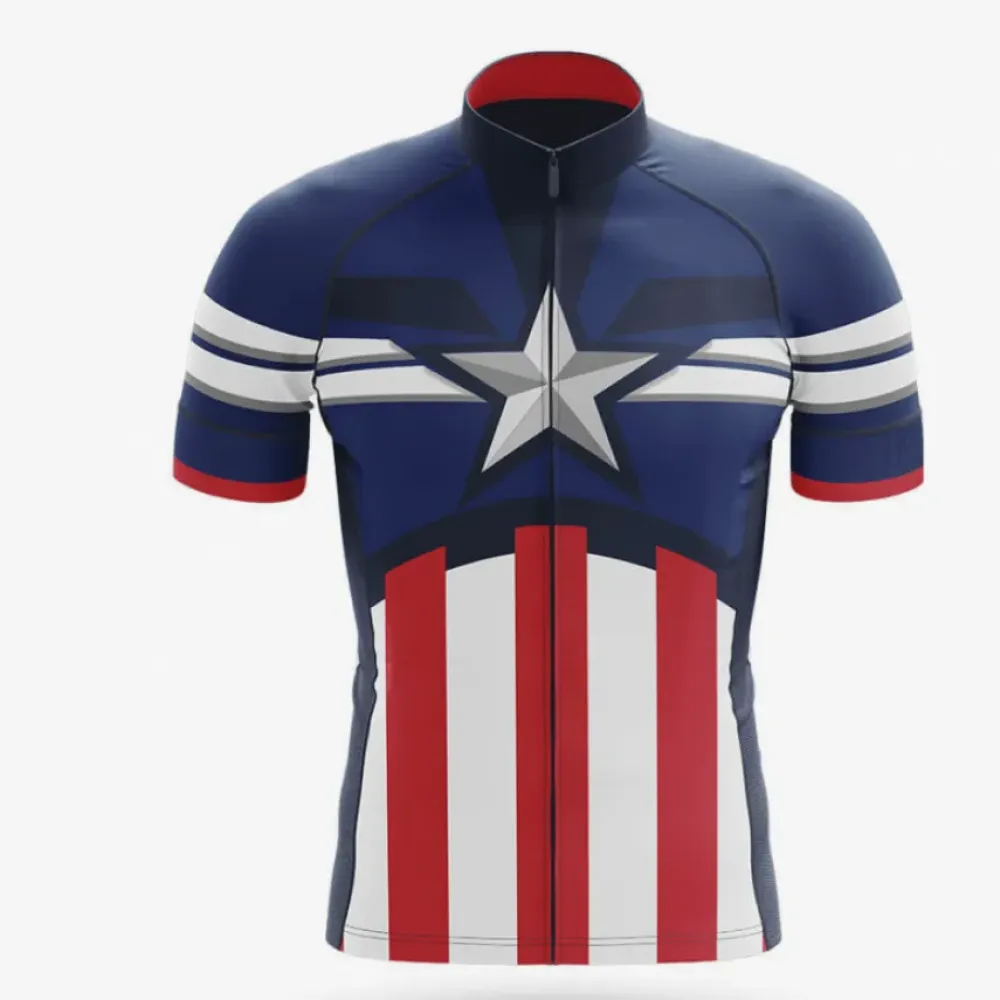Captain America Cycling Jersey Blue/Red/White