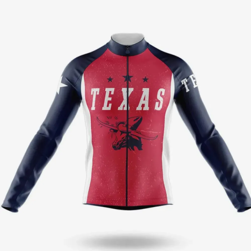 Texas Icon Long Sleeve Cycling Jersey Navy/Red/White