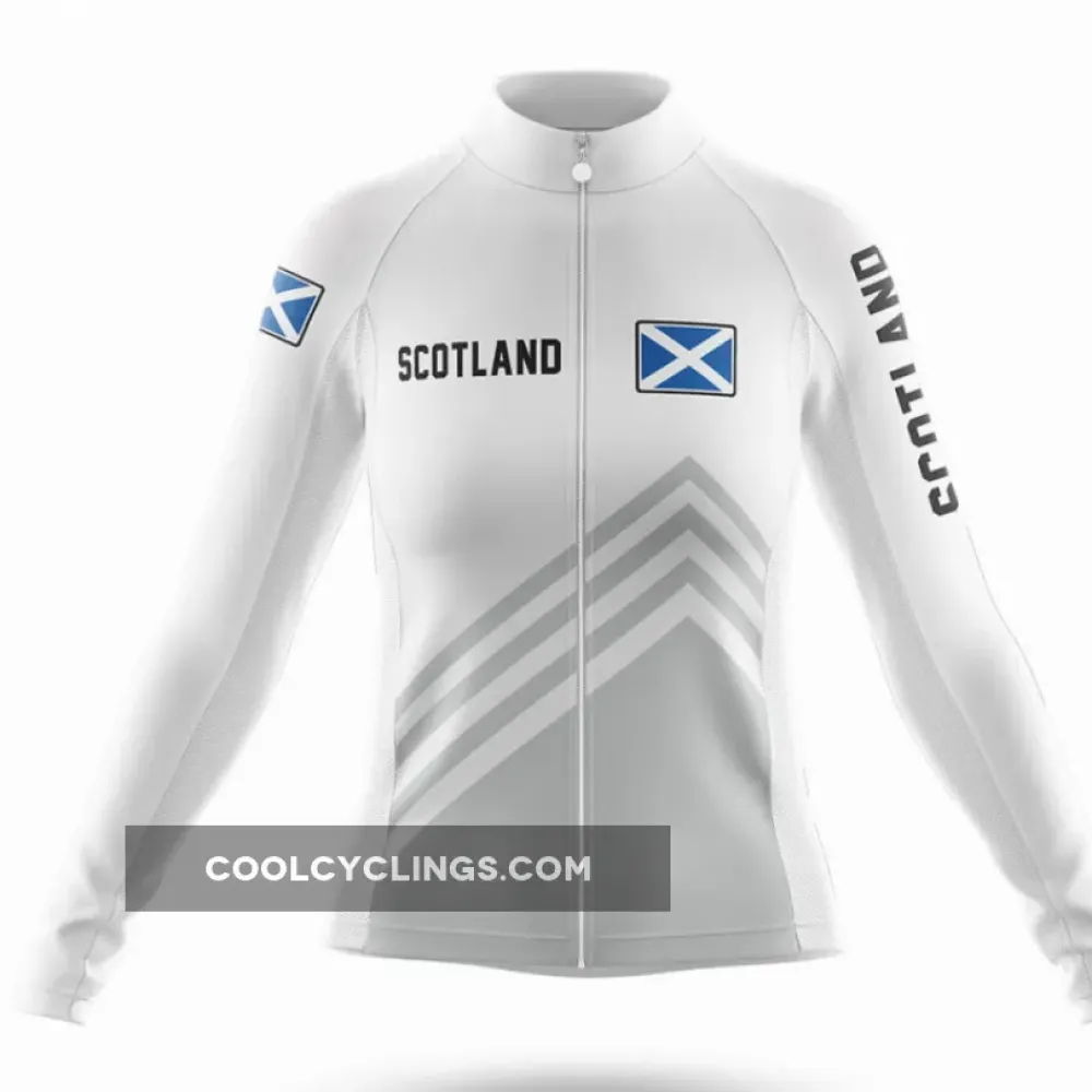 Scotland S5 White Women Long Sleeve Cycling Jersey