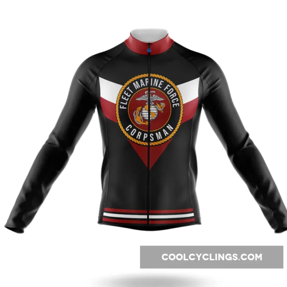 Fleet Marine Force Corpsman Long Sleeve Cycling Jersey Black/Red/White