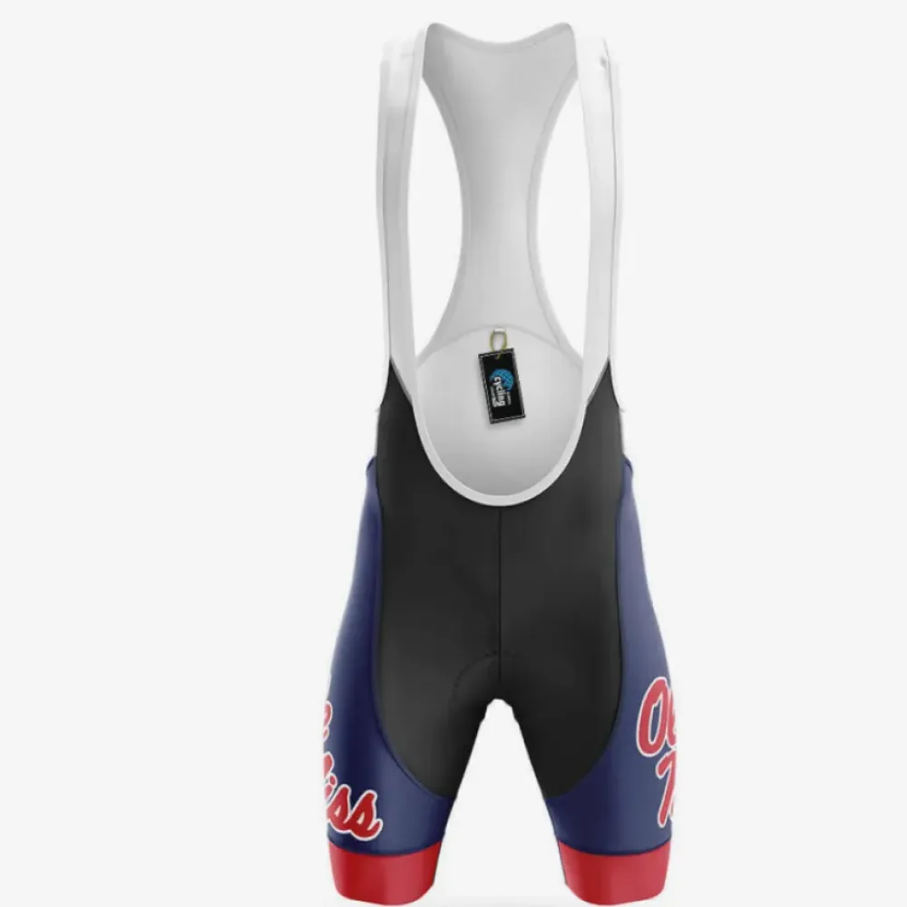 University of Mississippi Cycling Bibs Comfortable Navy/Red/White