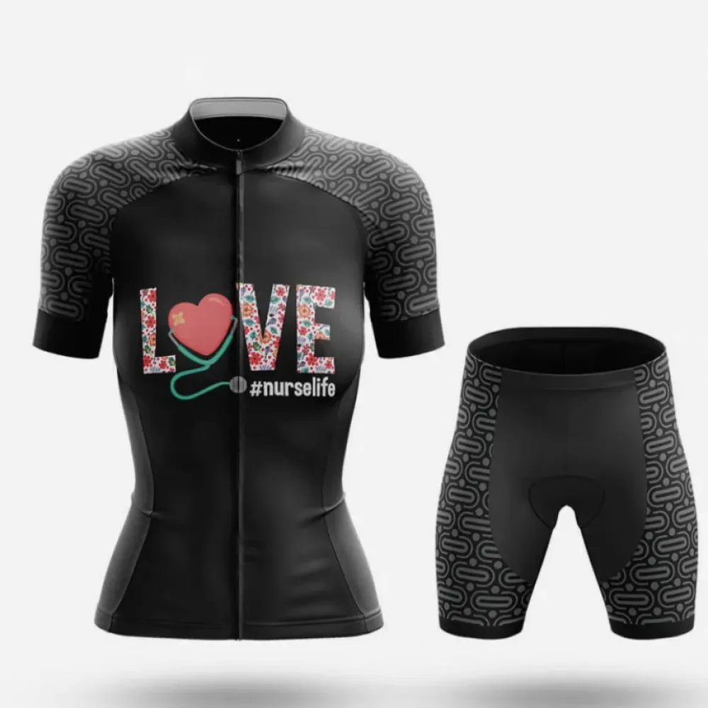 Nurse Life Women's Cycling Kit Love Black/Floral/Grey