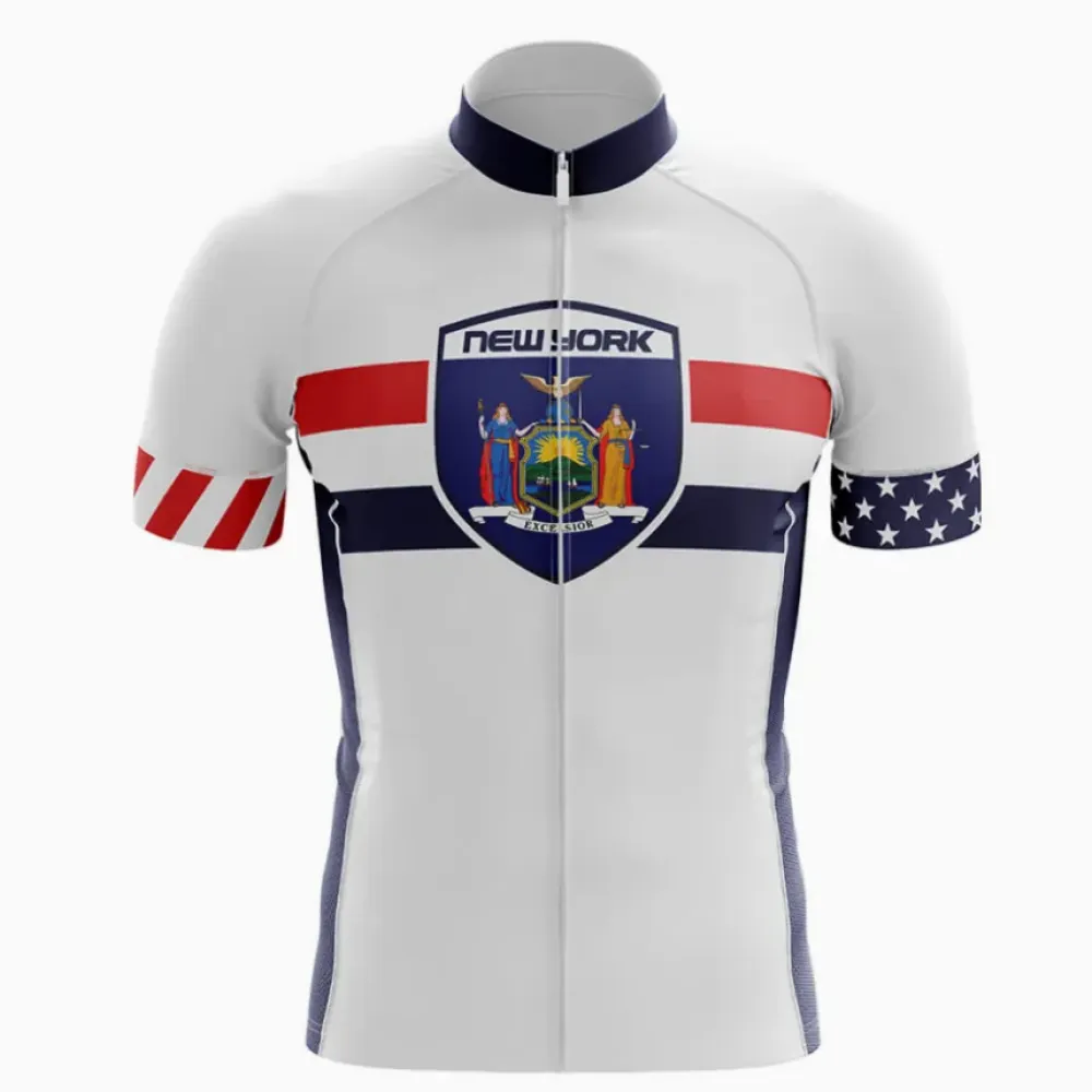 New York V5 Cycling Jersey American Flag White/Red/Navy