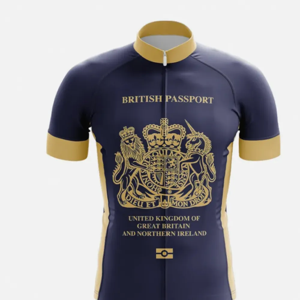 British Passport Cycling Jersey Navy/Gold/Blue