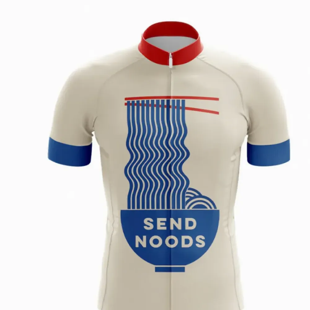 Send Noods Cycling Jersey Noodle Design Blue/Red/Tan