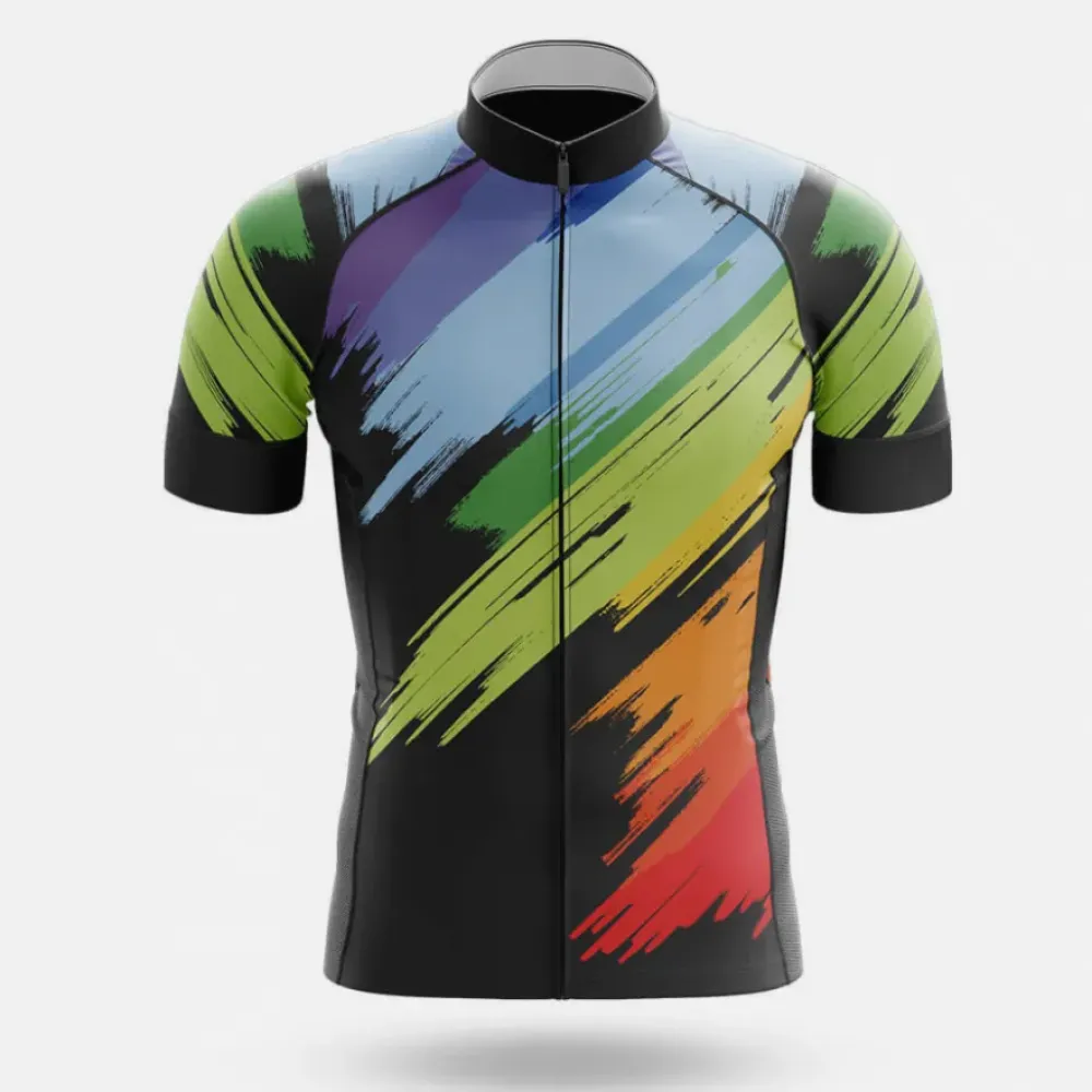 Cycling Jersey Brush Painting Black/Green/Red
