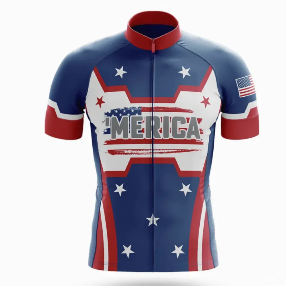 'American Flag Cycling Jersey Merica Blue/Red/White'