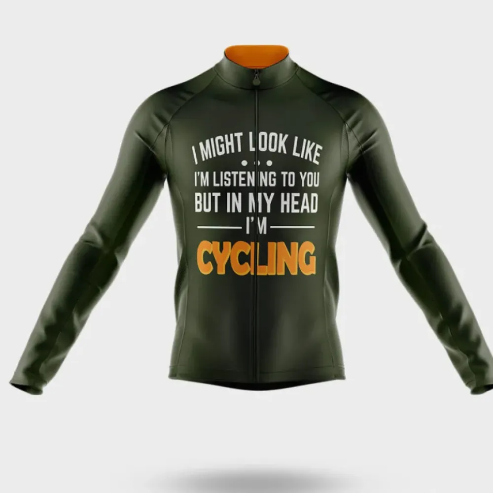 Cycling Jersey I'm Cycling Army Green/Orange/Black