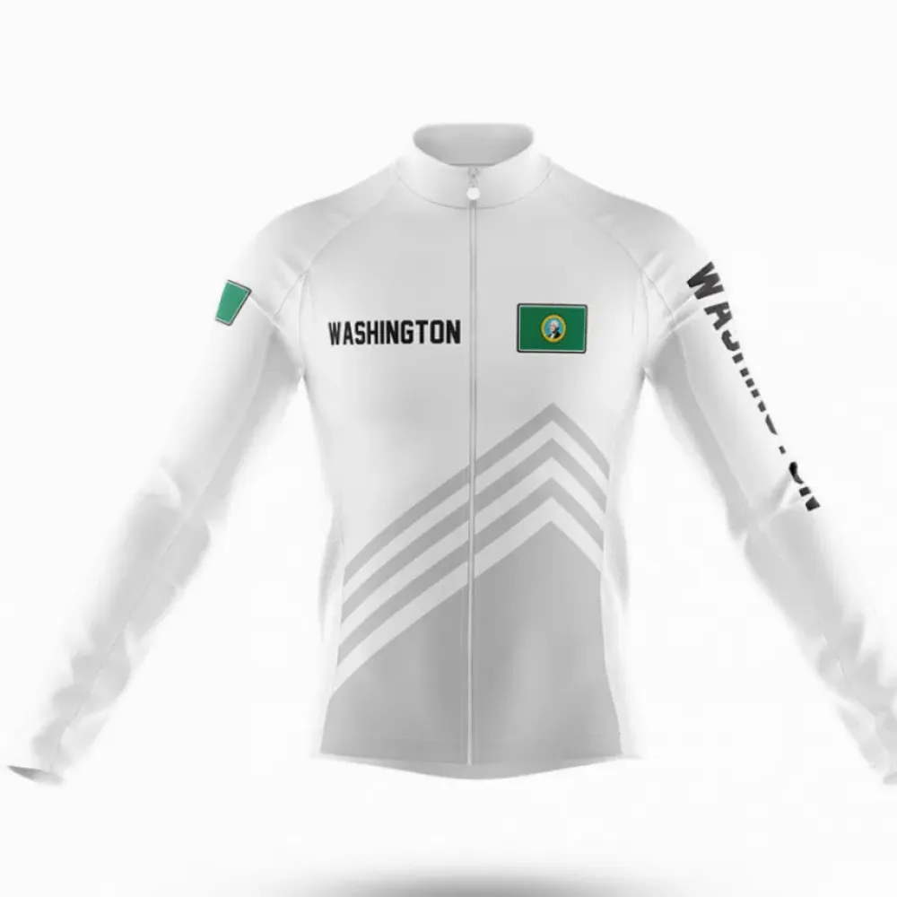 Washington S4 Long Sleeve Cycling Jersey White/Grey/Black