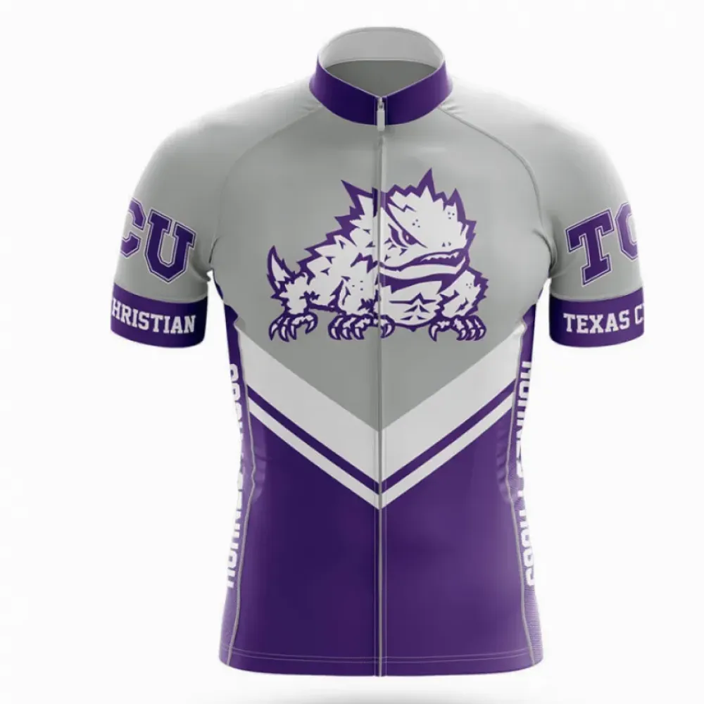 Texas Christian University Cycling Jersey Wildcat Purple/Grey/White