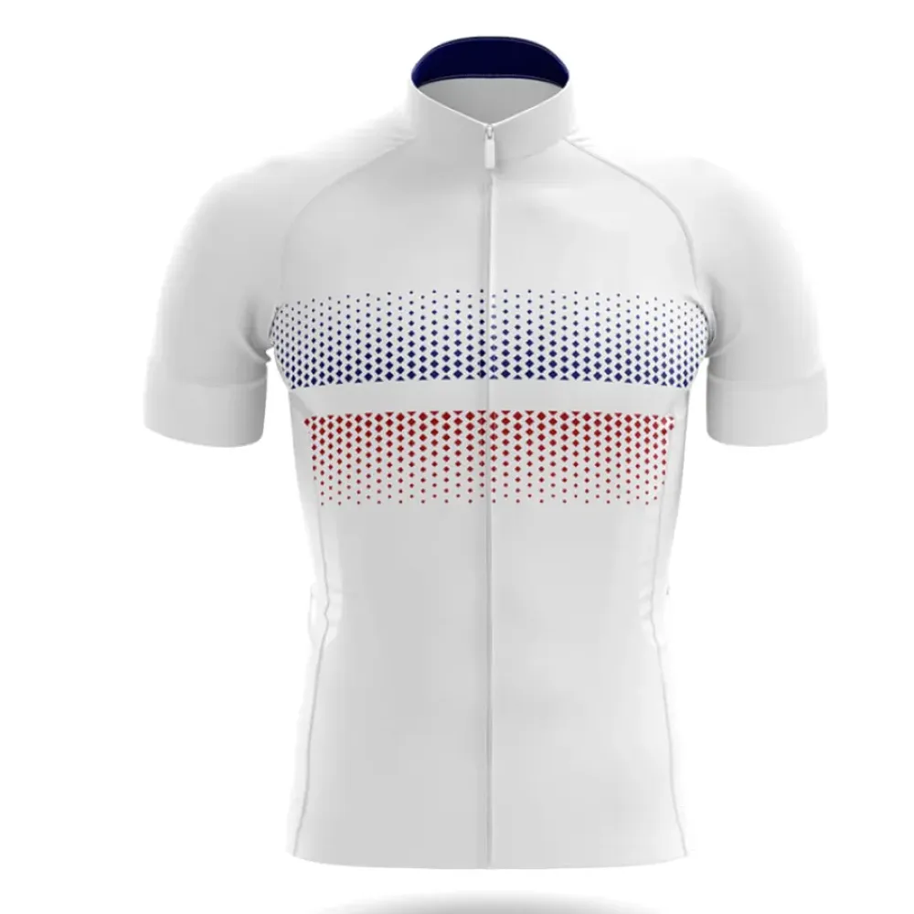 Urban Cycling Jersey Geometric Pattern White/Red/Navy