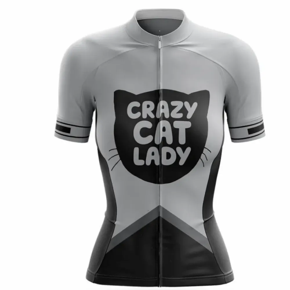 Crazy Cat Lady Cycling Jersey Black/Gray/Silver