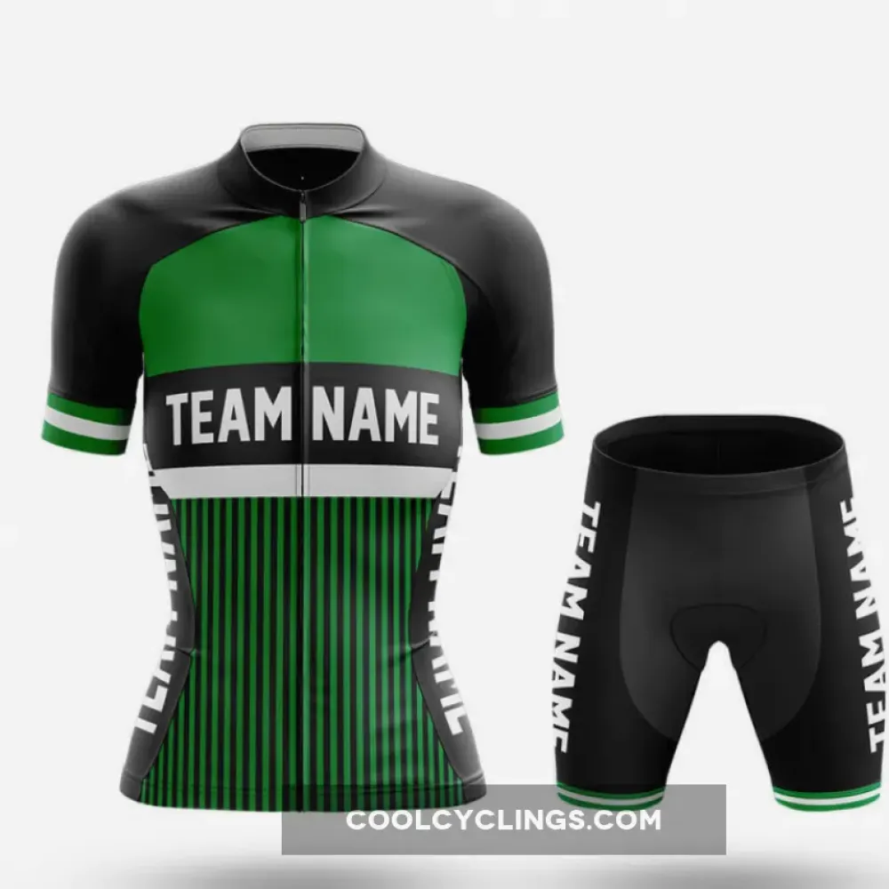 Women's Cycling Kit Custom Team Name Green/Black/White