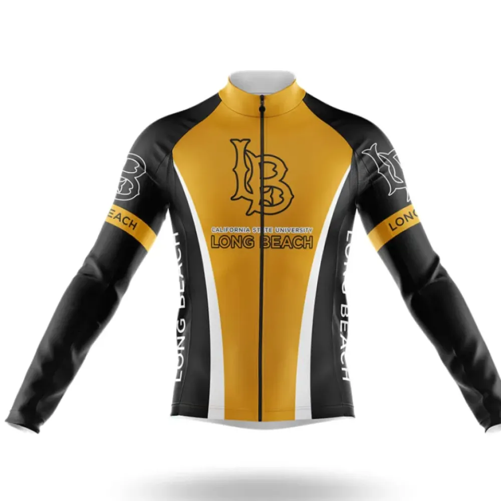 California State University Long Beach Long Sleeve Cycling Jersey Yellow/Black/White