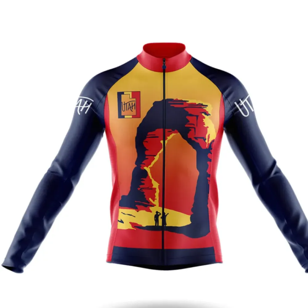 Utah Symbol Long Sleeve Cycling Jersey Navy/Yellow/Red