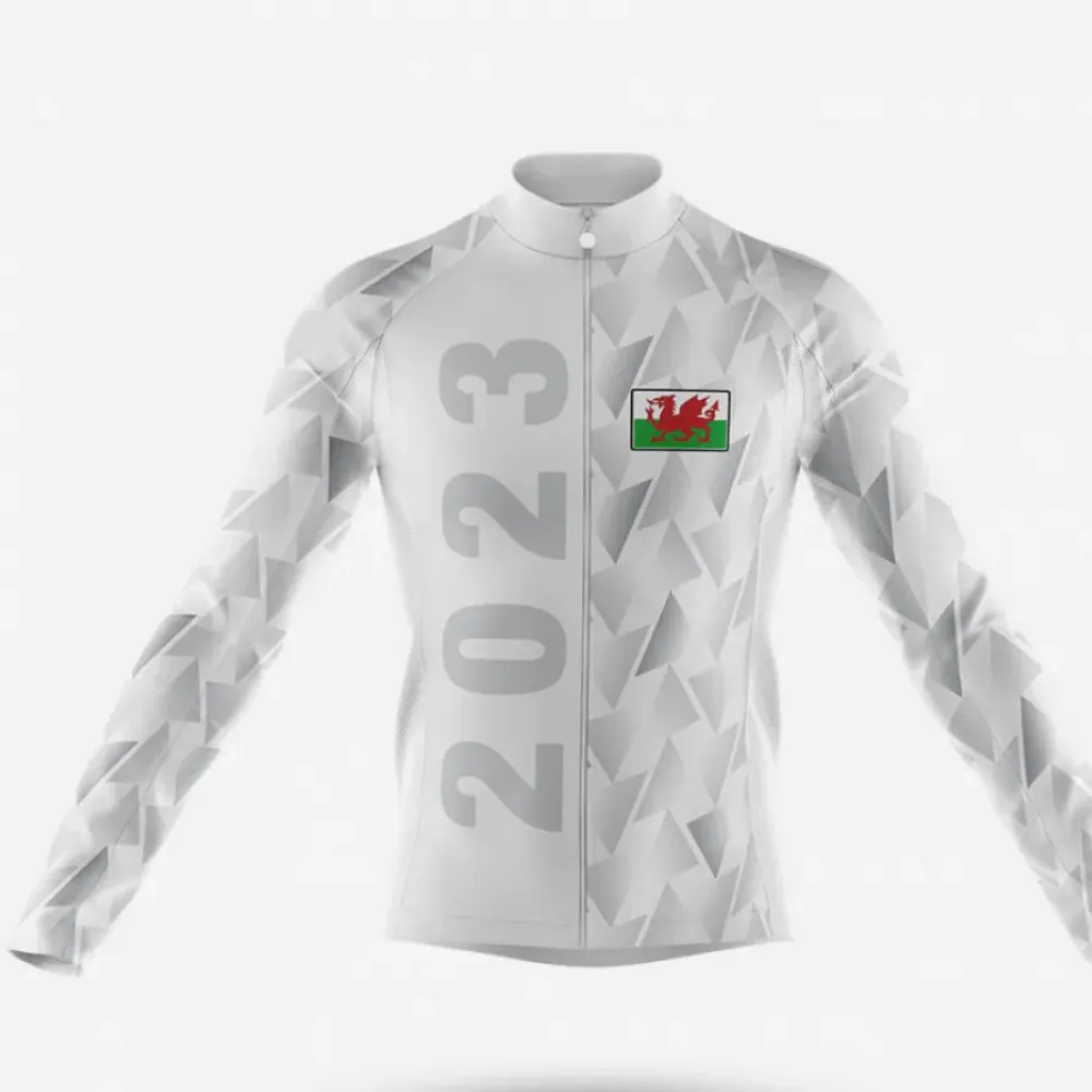 Cymru 2023 Long Sleeve Cycling Jersey White/Grey/Red