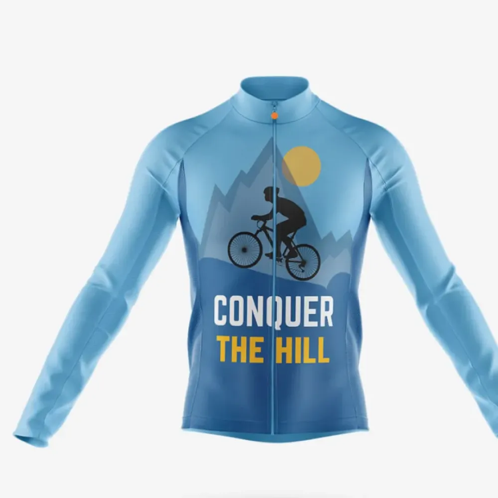 Cycling Jersey Conquer The Hill Blue/Yellow/Gray