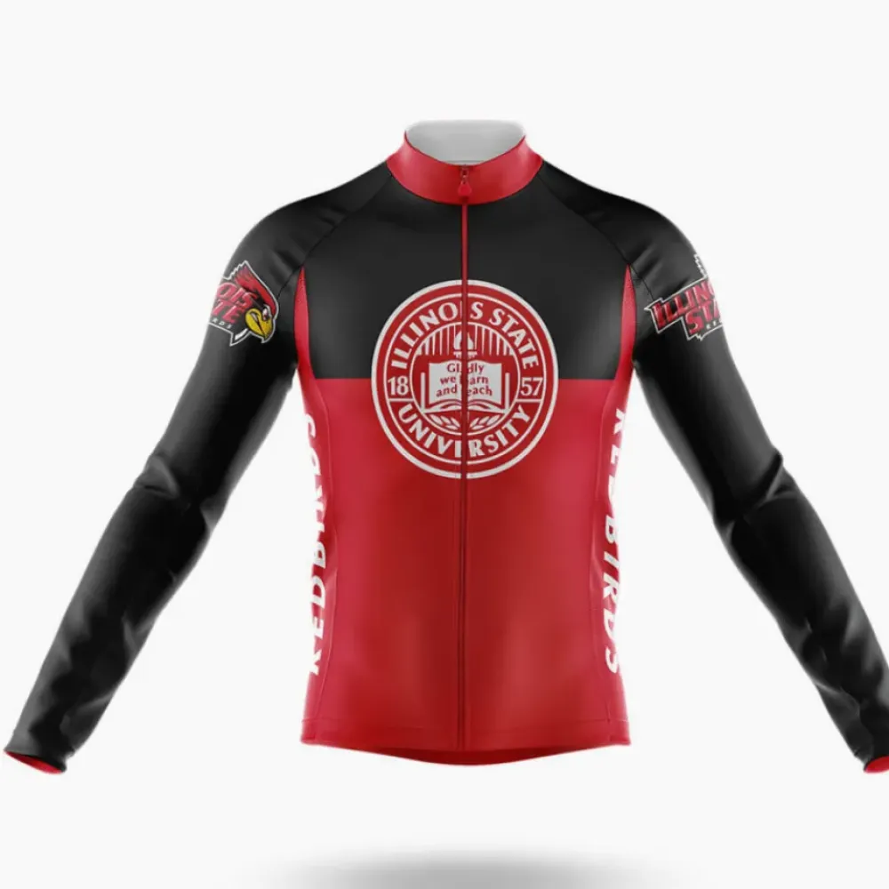Illinois State University Long Sleeve Cycling Jersey Black/Red/White