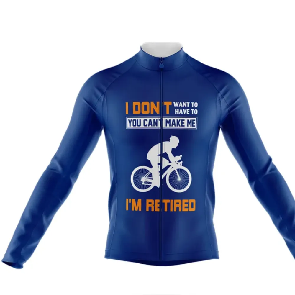 Navy Long Sleeve Cycling Jersey I'm Retired Navy/Blue/Long Sleeves