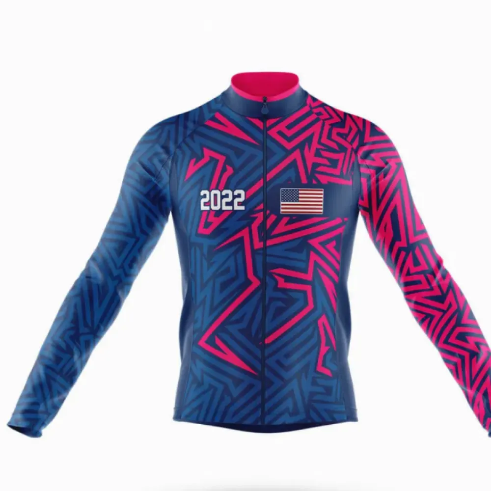 USA 2022 Cycling Jersey Blue/Pink/Red