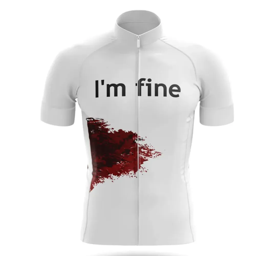 I'm Fine Cycling Jersey Blood Splatter White/Red/Grey