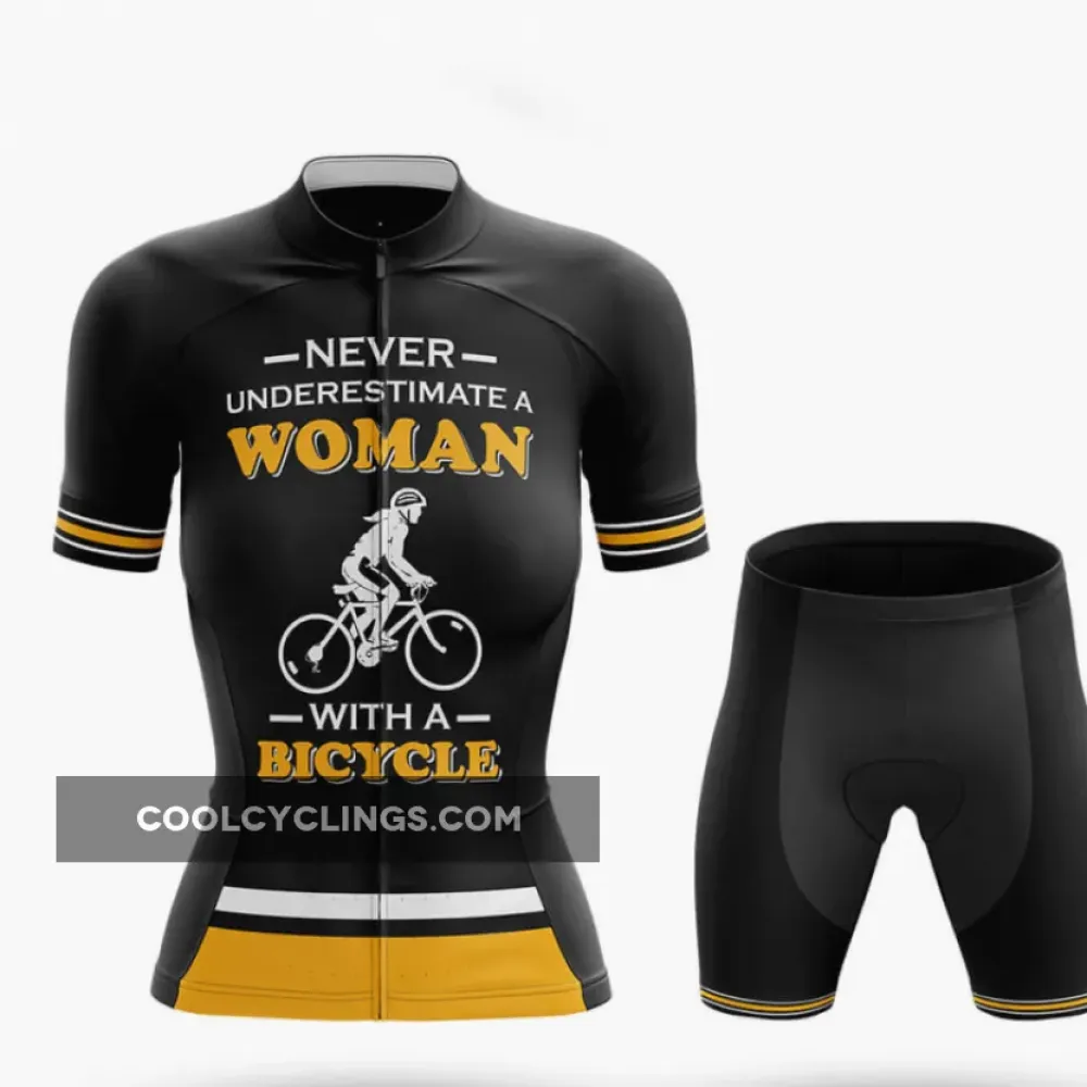 Cycling Kit Full Set Woman V5 Black/Yellow/Gold