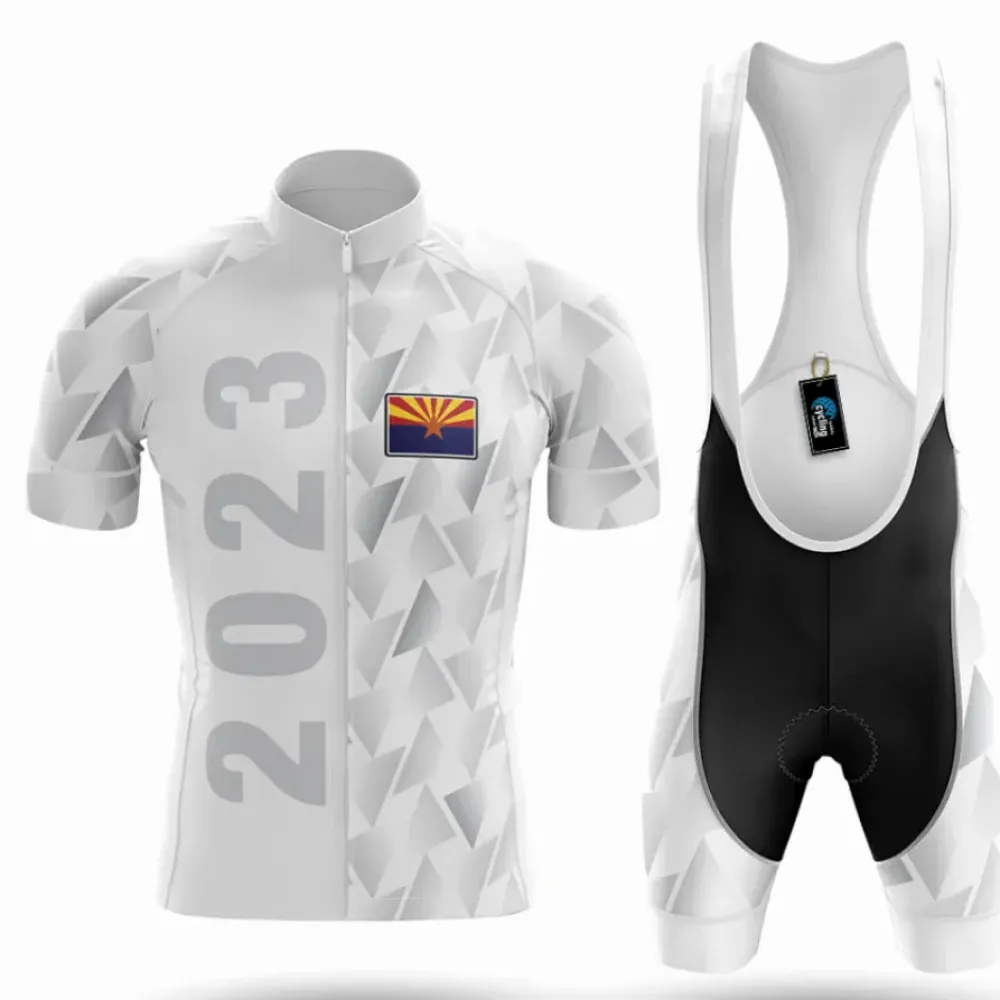 Arizona 2023 V1 Cycling Kit Geometric Triangles White/Black/Silver