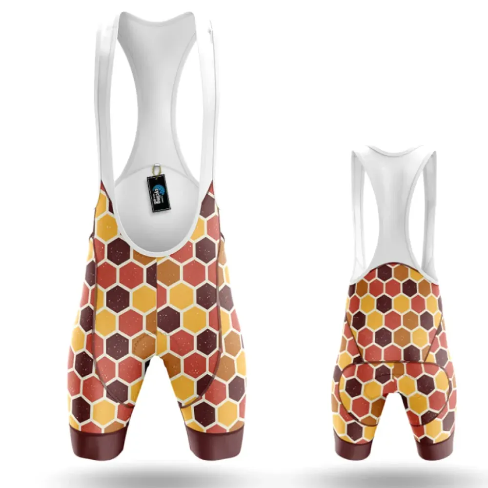 Retro Beehive Cycling Kit Hexagon Pattern Yellow/Brown/Red