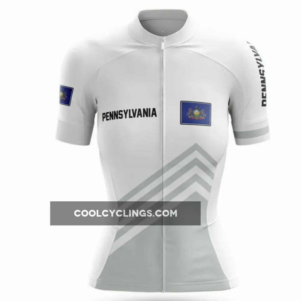 Pennsylvania S4 White Cycling Jersey White/Gray/Purple