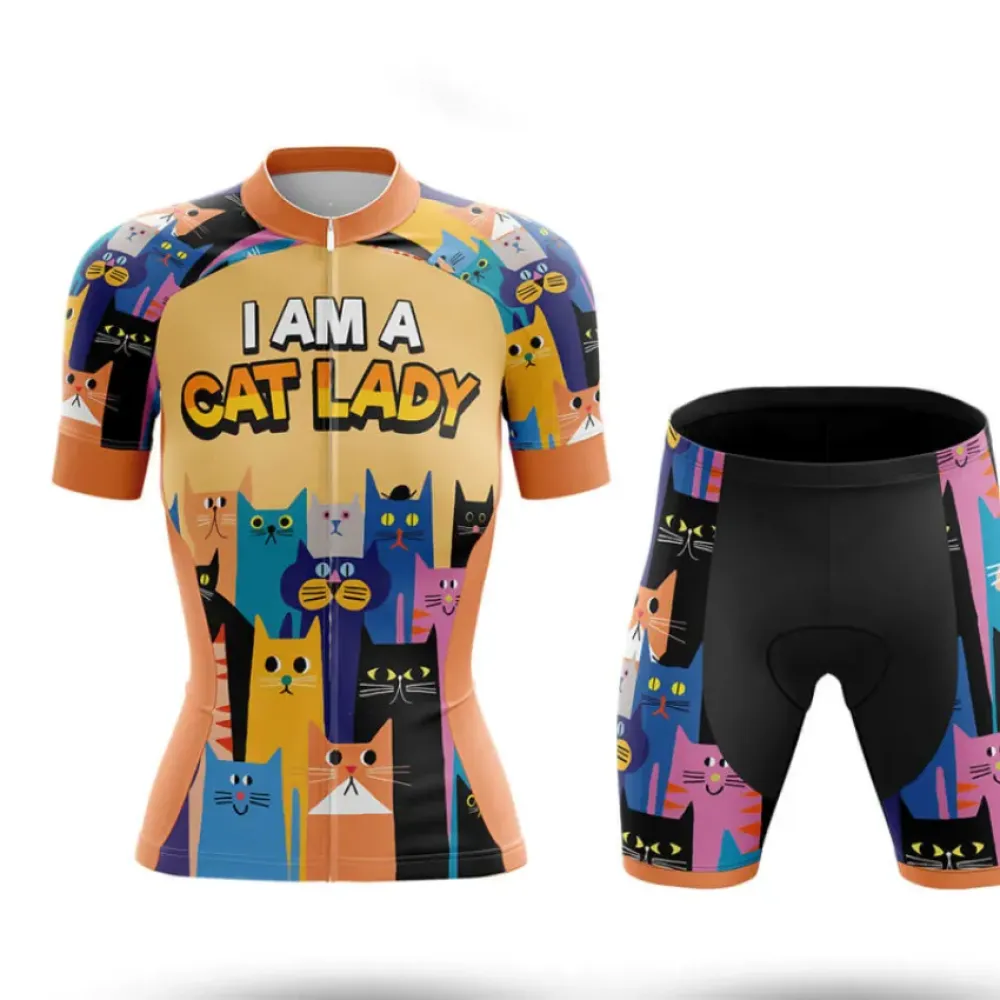 Cat Lady Cycling Kit I Am A Cat Lady Orange/Purple/Black