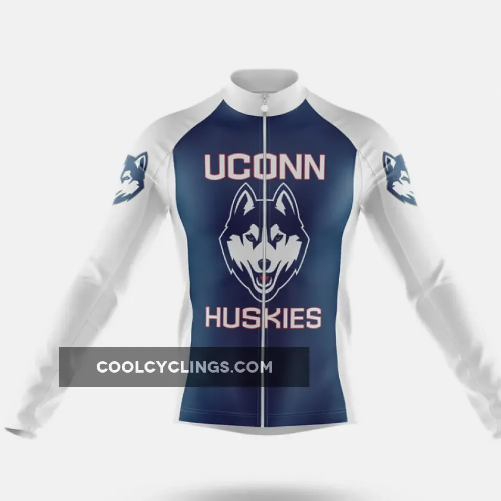 UConn Huskies Long Sleeve Cycling Jersey Navy/White/Blue