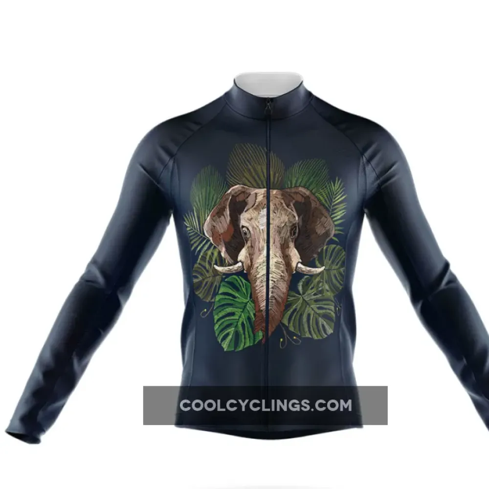 Elephant Long Sleeve Cycling Jersey Ver.2 Jungle Safari Navy/Green/Black