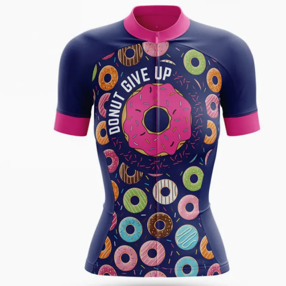 Donut Give Up Women's Cycling Jersey Pink/Navy/Blue