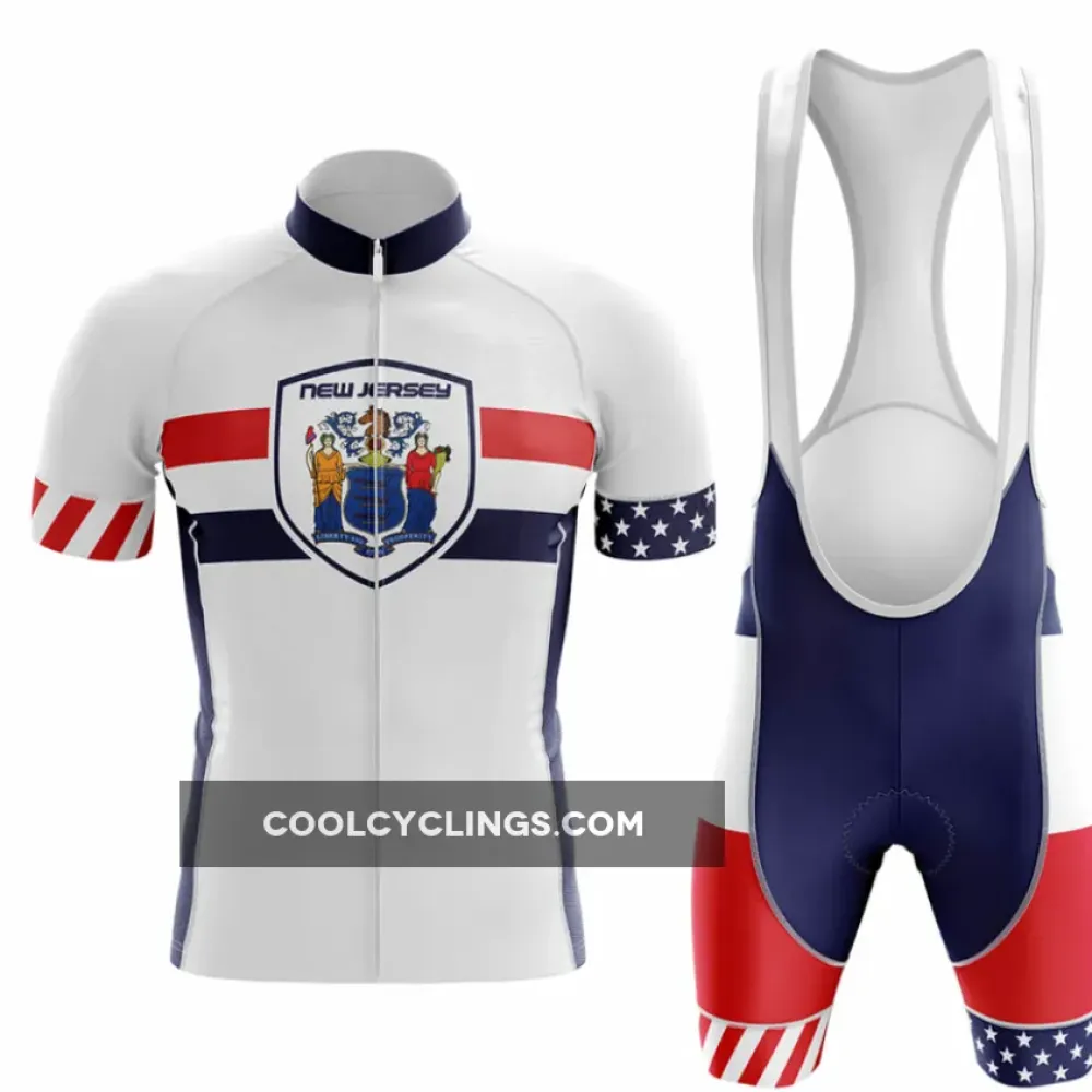 New Jersey V5 Cycling Kit Full Set White/Red/Navy