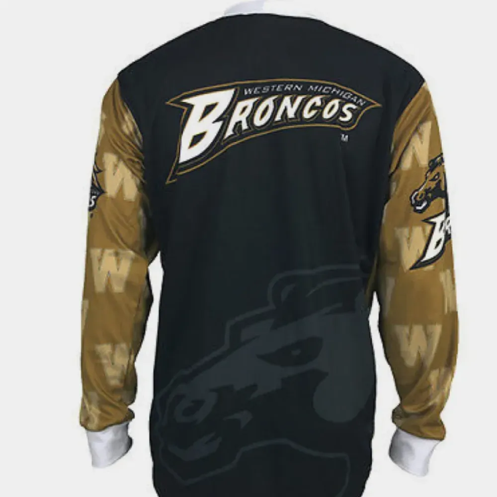 Western Michigan University Broncos Mountain Long Sleeve Bike MTB Cycling Jerseys/Black/Gold