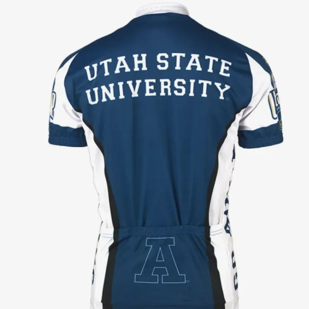 Adrenaline Promotions NCAA USU Utah State University Cycling Jersey Navy/White
