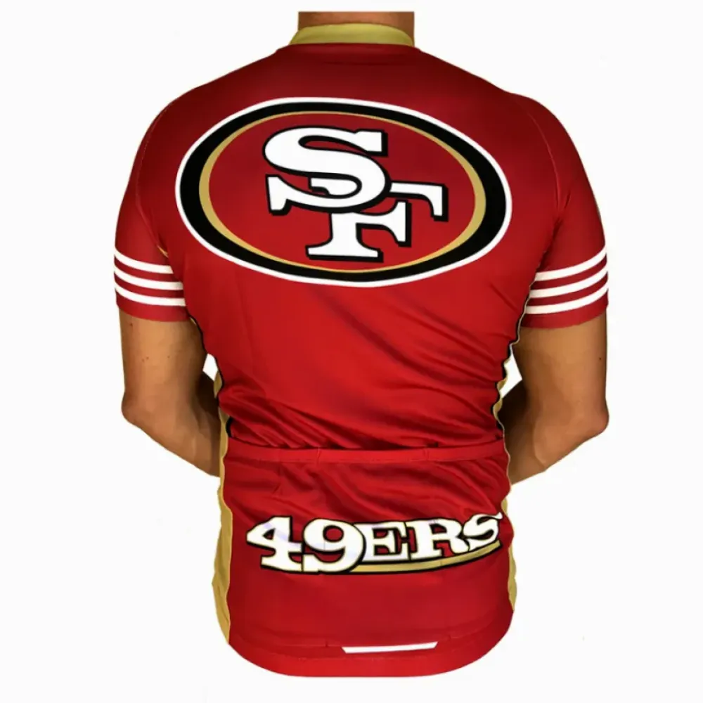 NFL San Francisco 49ers Niners Short Sleeve Cycling Jersey/Red/Gold/White