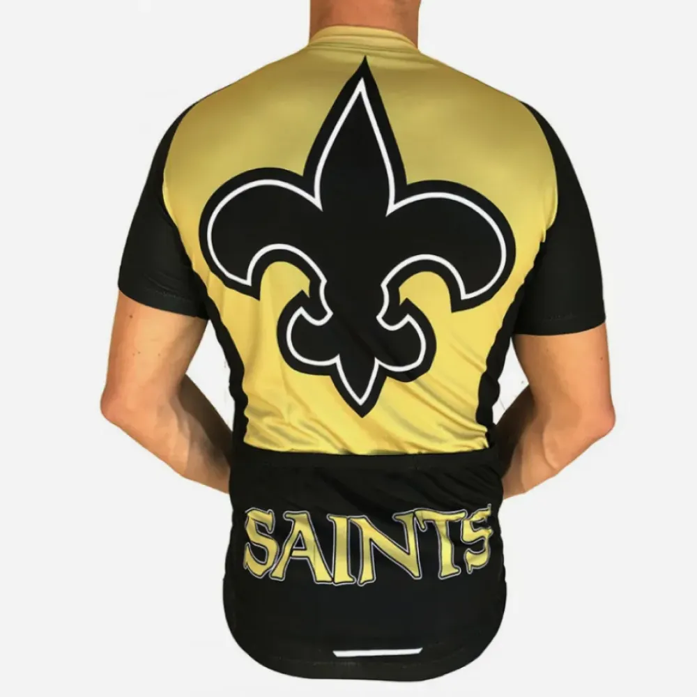 NFL New Orleans Saints Short Sleeve Cycling Jersey/Black/Gold