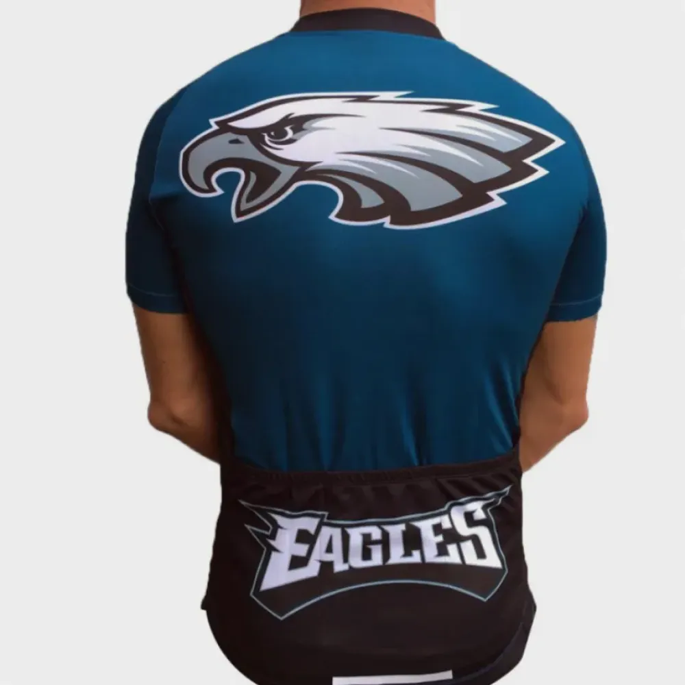 Philadelphia Eagles Short Sleeve Cycling Jersey/Teal/Black