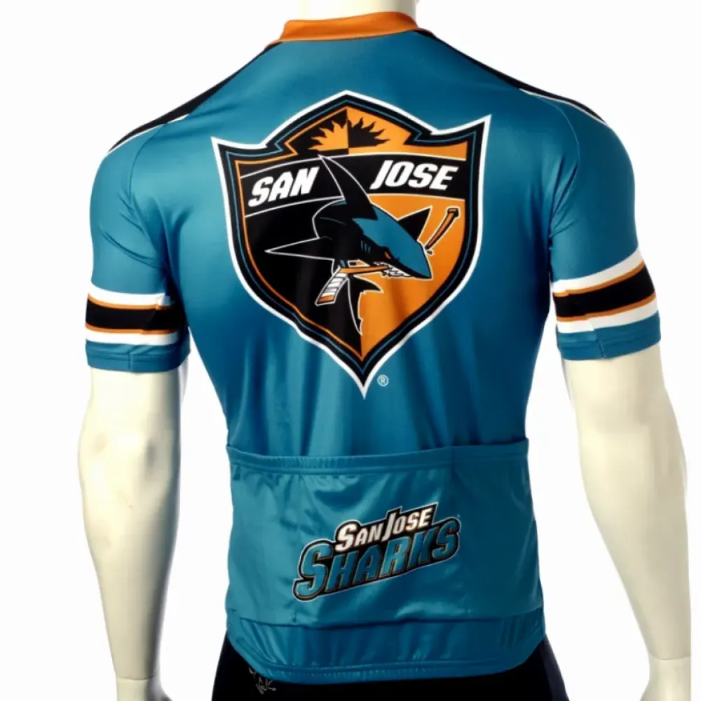 San Jose Sharks Cycling Jersey Teal/Orange/Black