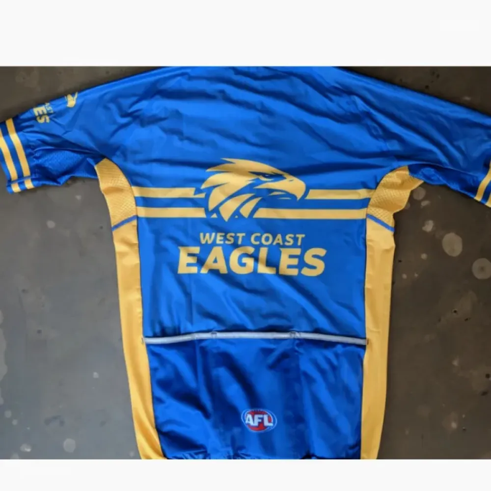 West Coast Eagles Bike Clothing Short Sleeve Cycling Jerseys Blue/Gold