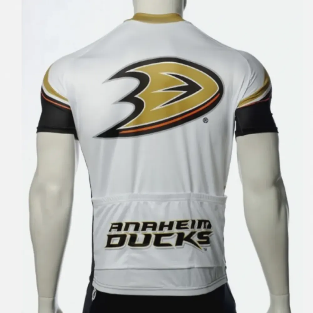 Anaheim Ducks Cycling Jersey Bib Shorts Arm Warmers White/Gold/Black