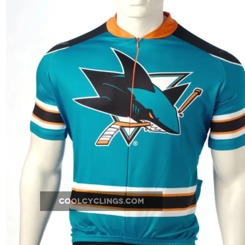 San Jose Sharks Cycling Jersey Bib Shorts Arm Warmers Teal/Black/Orange