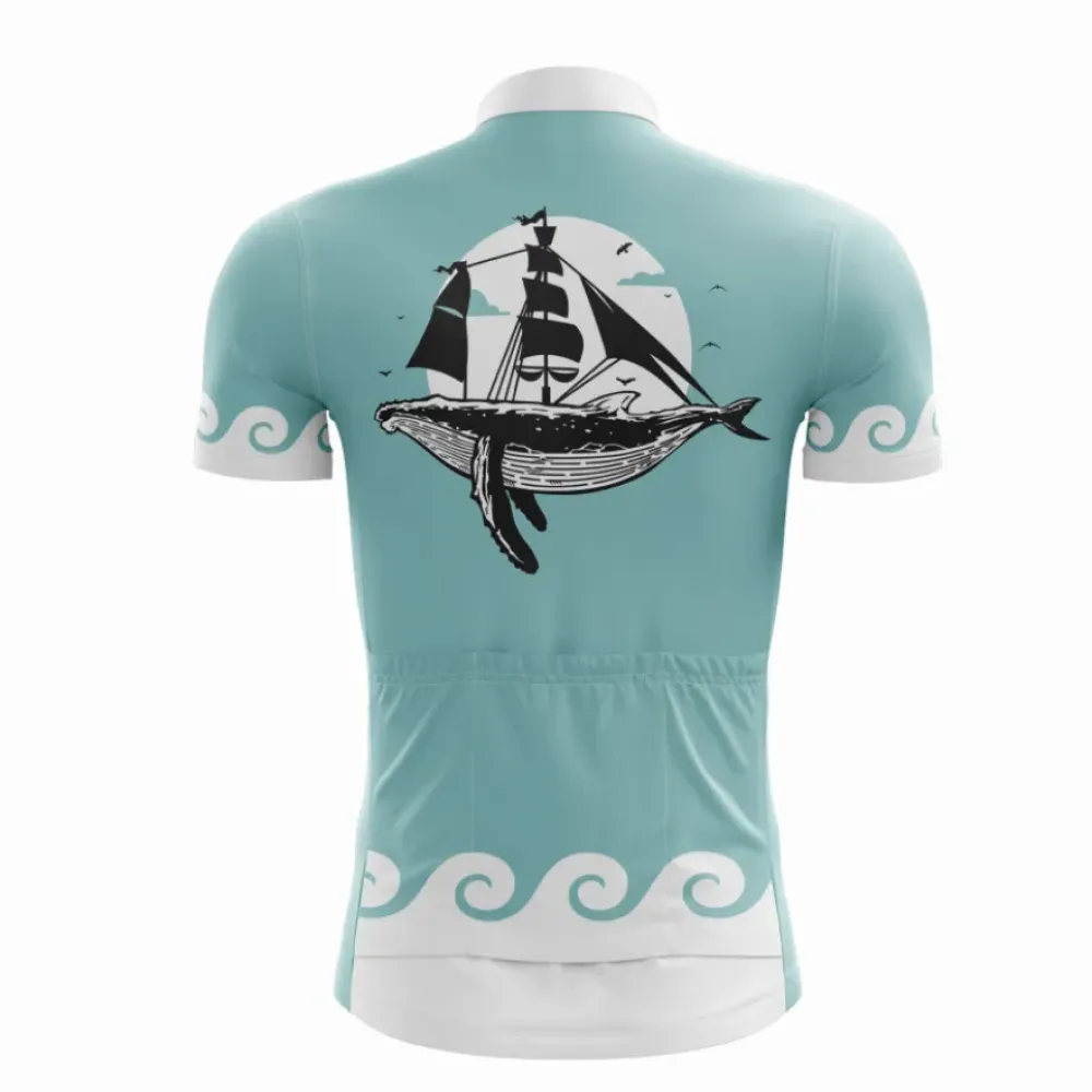 Nautical Whale Cycling Jersey/Turquoise/White