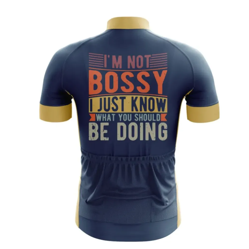 Bossy & Confident Cycling Jersey Bold Print Navy/Gold/White
