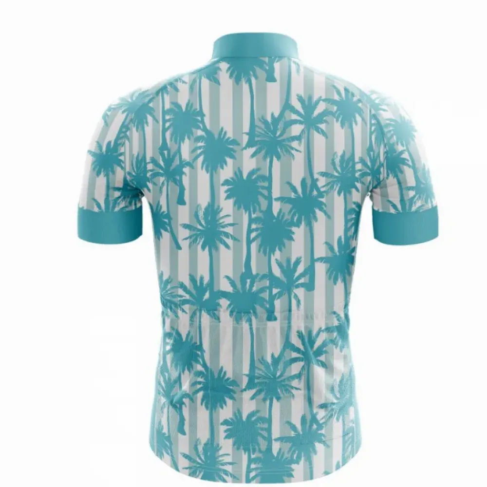 Turquoise & White Palm Cycling Jersey