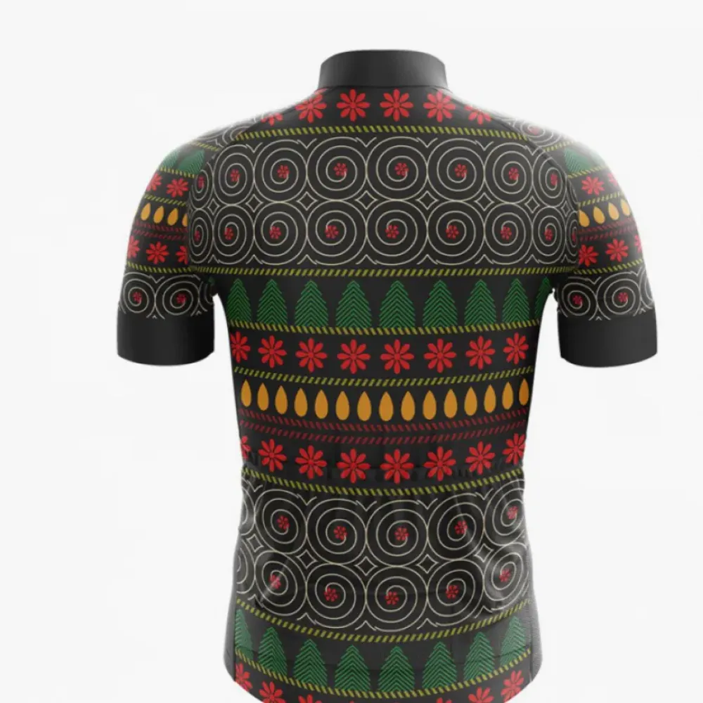 South Africa Cyclist Jersey   Swirling Patterns   Black/Green/Red