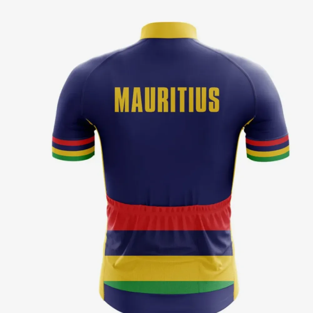 Mauritius Cycling Jersey   Colored Stripes   Navy/Green/Yellow