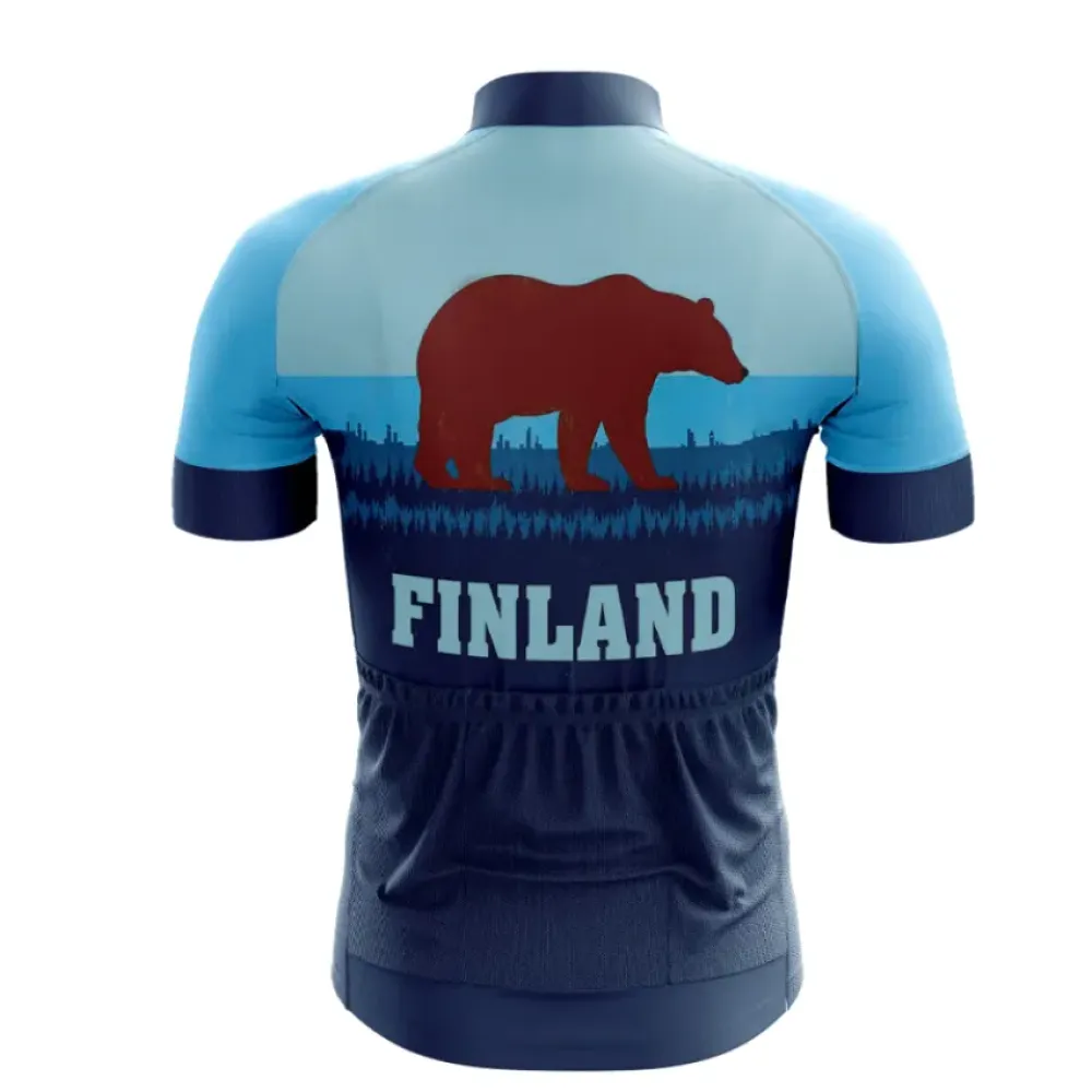 Finland Bear Cycling Jersey Blue/Navy/White
