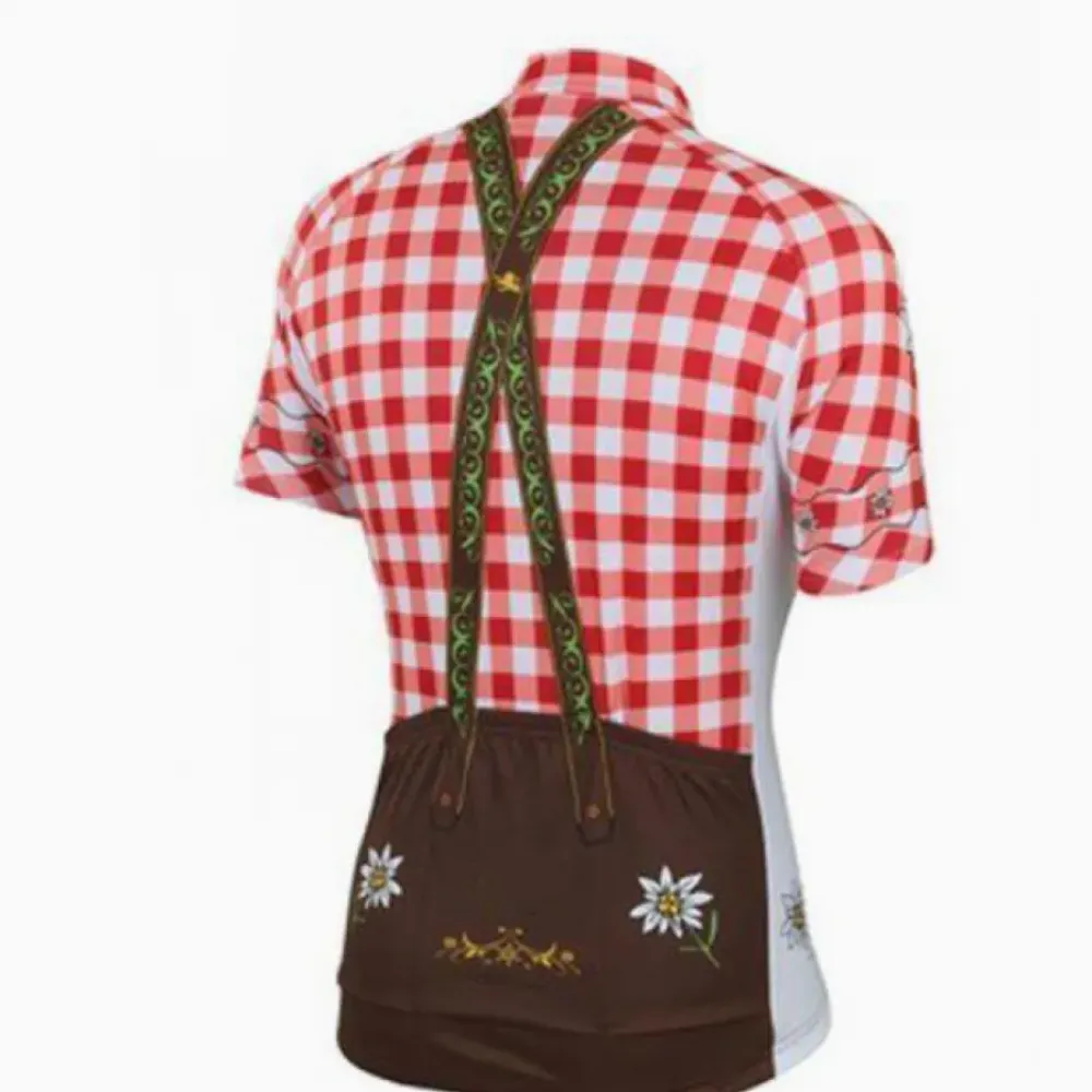 German Lederhosen Cycling Set/Green/White/Brown
